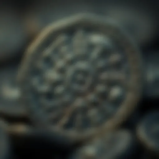 An ancient coin showcasing intricate designs