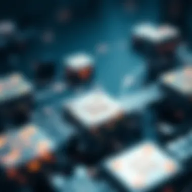 Blockchain technology representation with interconnected blocks