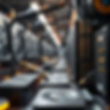 A visual representation of cryptocurrency mining equipment and its components