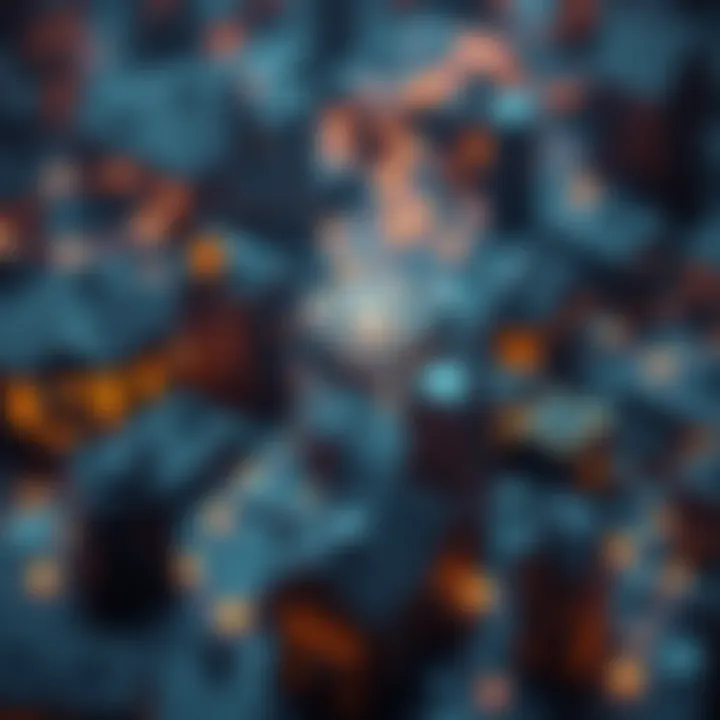 Conceptual illustration of cryptocurrency transactions within a blockchain