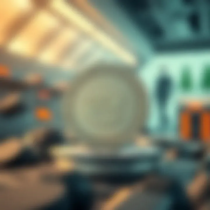 A digital representation of eCash coin in a futuristic setting