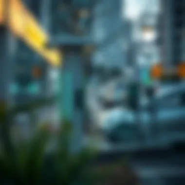 A charging station for electric cars in an urban environment.