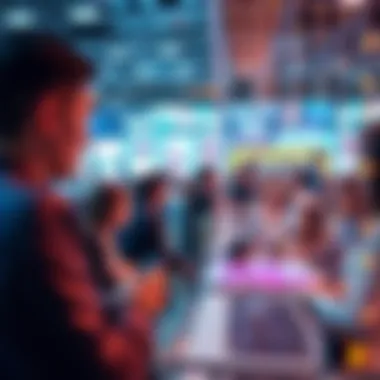 Evolving Social Interactions in the Digital Landscape Abstract concept of social interactions evolving in a digital landscape