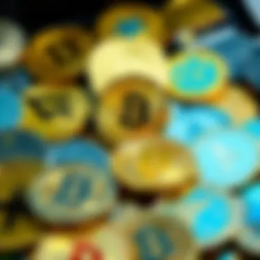An array of cryptocurrency coins displayed, showcasing diversity in digital assets