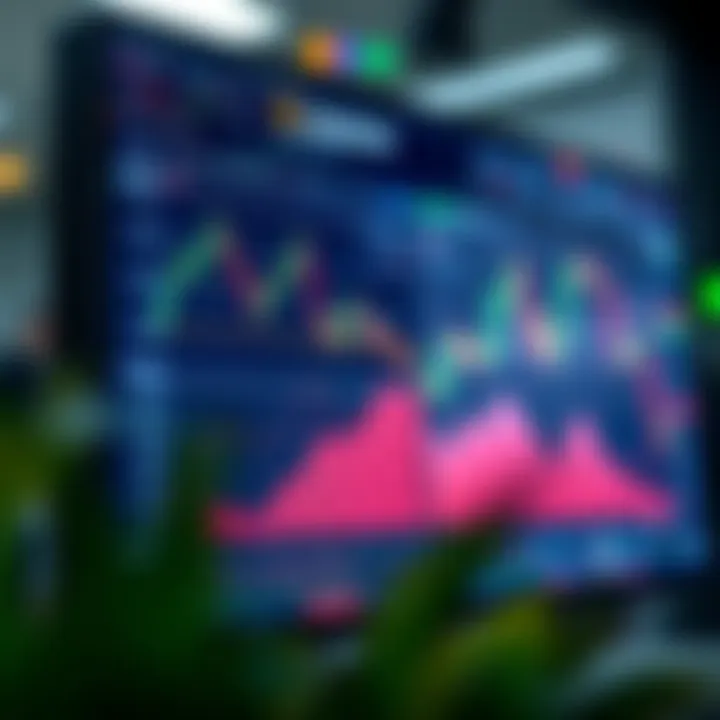 A digital screen displaying analytics and trading strategies for cryptocurrencies