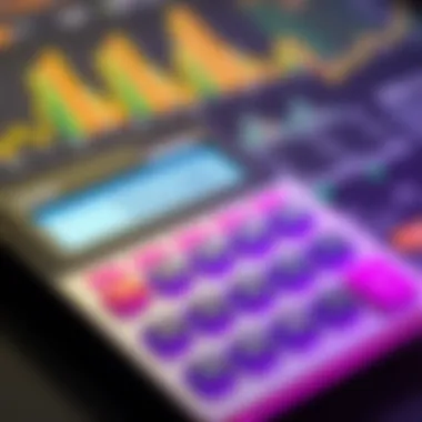 Calculator with financial metrics displayed