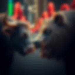 A bull and bear representing the cryptocurrency market trends