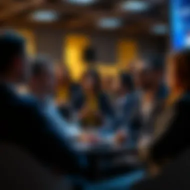 Participants discussing blockchain technology