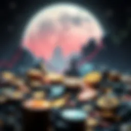 A vibrant depiction of the cryptocurrency landscape showcasing various digital coins and trends.