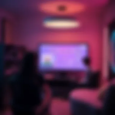 A conceptual illustration of the Room Network interface showcasing user engagement