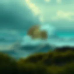 Conceptual illustration of Smog coin in a digital landscape