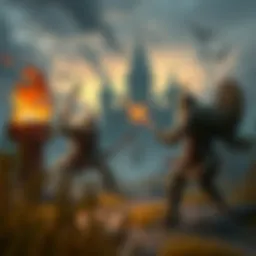 Strategic card battle illustration