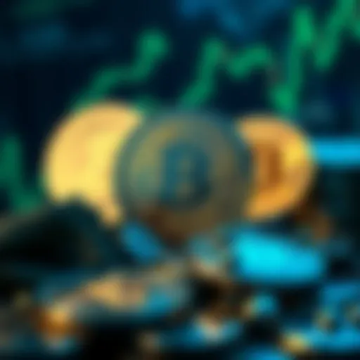 Conceptual illustration of stablecoins in the cryptocurrency market