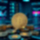 Conceptual representation of token coins in the digital marketplace