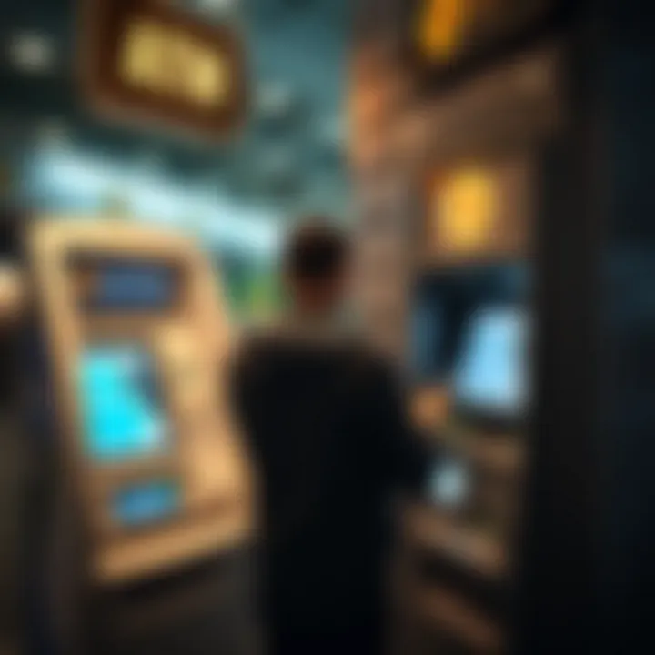 User Experience with Bitcoin ATM User interacting with Bitcoin ATM